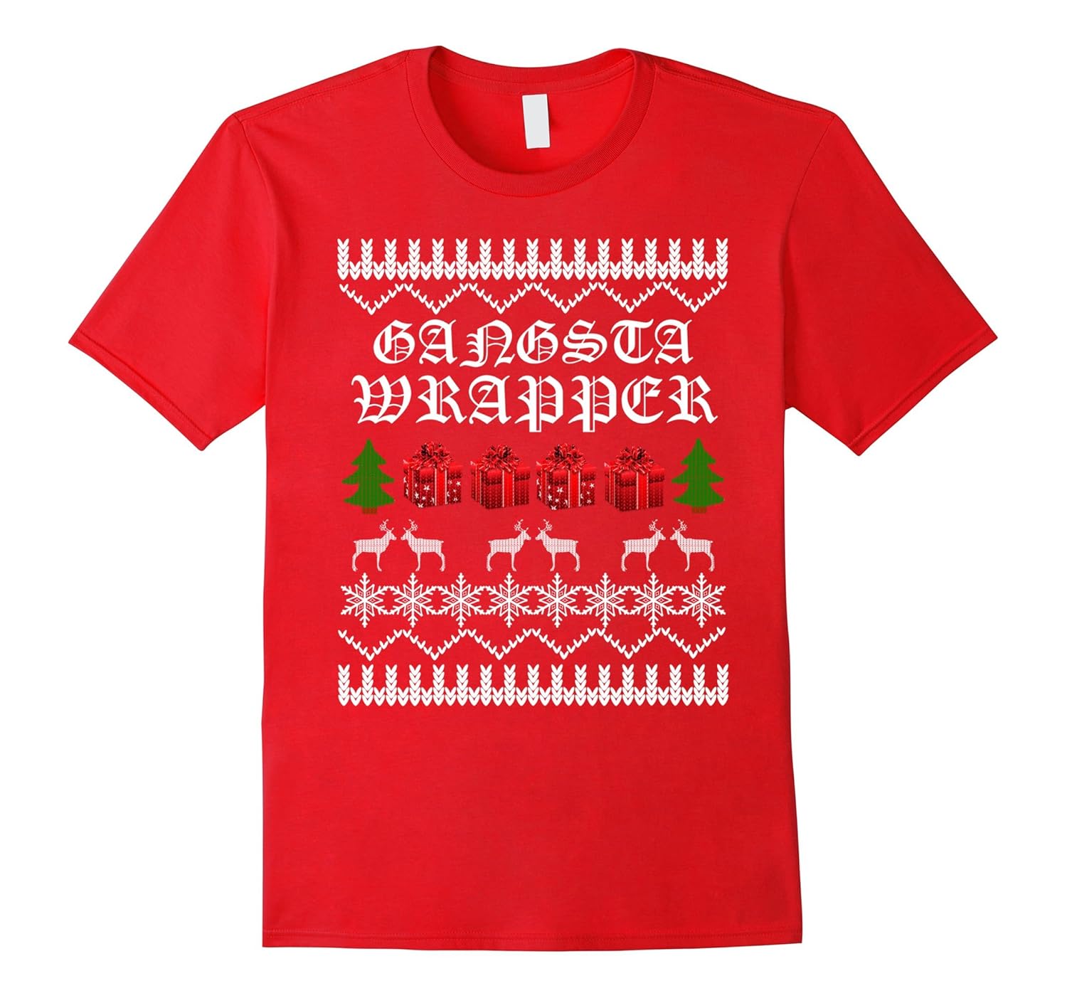 UGLY CHRISTMAS SWEATER SHIRT Gangsta Wrapper Funny Holiday-Rose