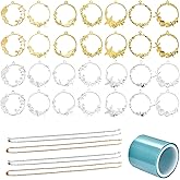 Allazone 35 PCS Open Bezel Charms, 28 PCS Sea Theme Open Bezels for 7 Style Alloy Frame Pendants 2 Color Hollow Resin Frames with Necklace for Necklaces Earrings Making Supplies
