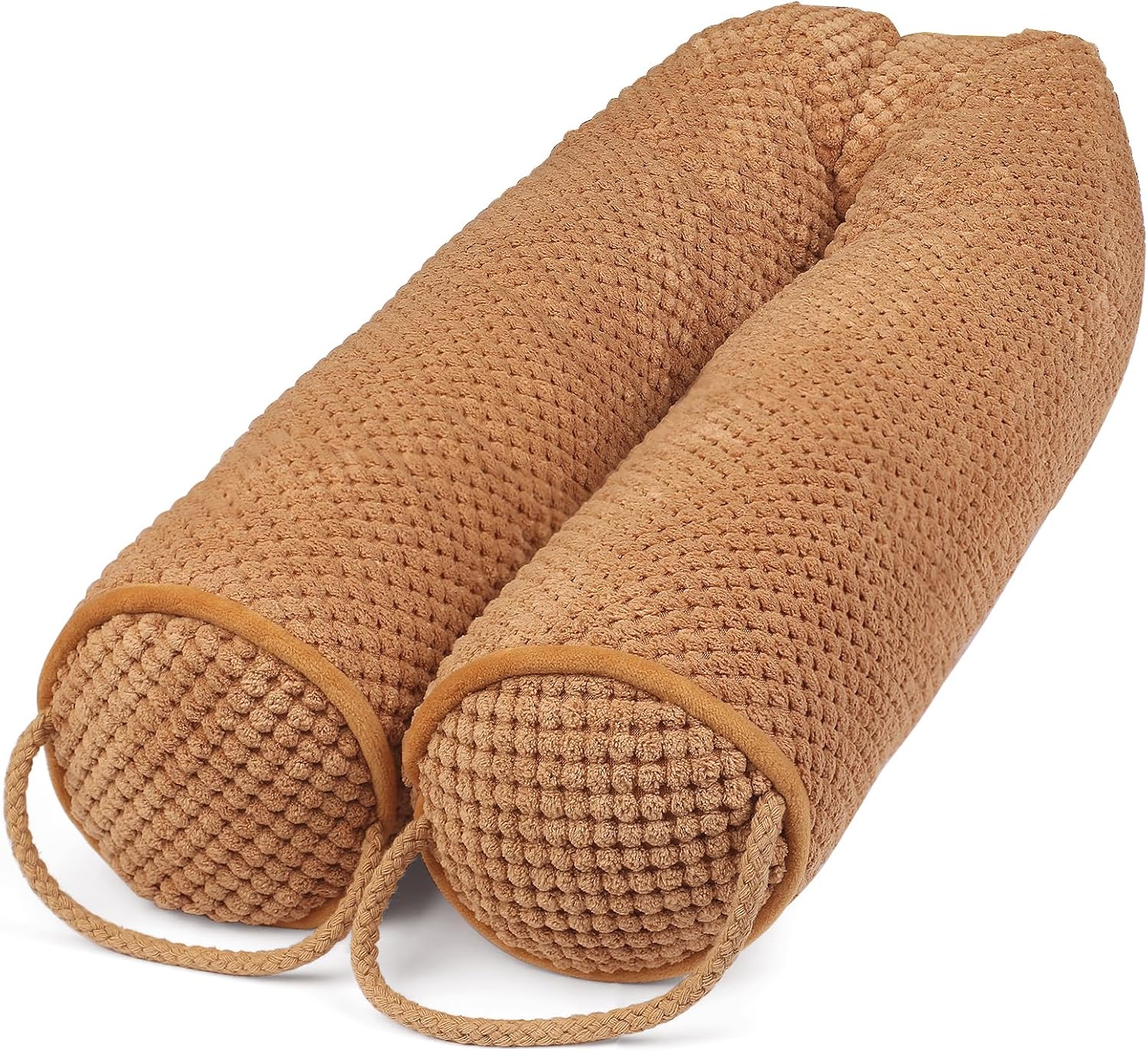 Draft Stoppers - Round Weighted Under Door Draft Stopper Noise Blocker 31 Inches for Door Bottom Air Seal Insulation and Soundproof, Heavy Duty Weather Guard Snake Stripping, Brown