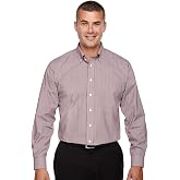 Devon &amp; Jones Men's Crown Collection Gingham Check Shirt, Burgundy, X-Large