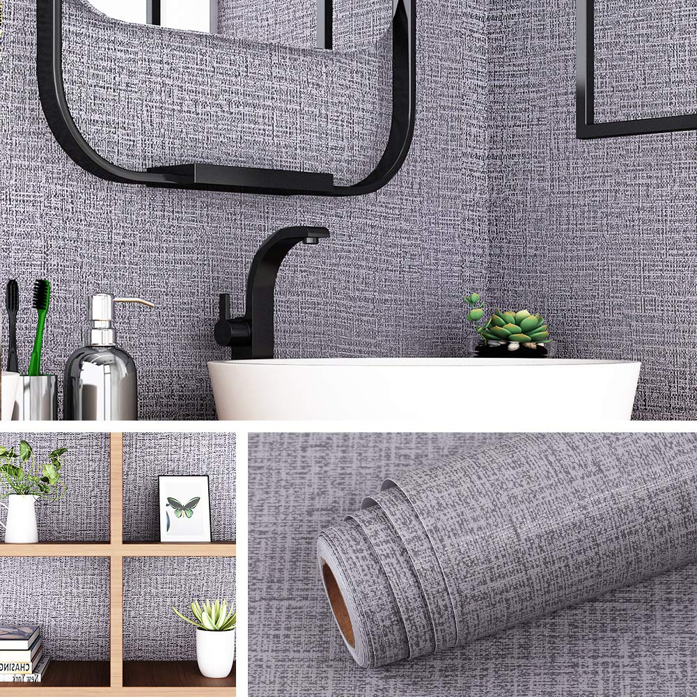 Livelynine 40CMx10M Grey Wallpaper for Bedroom Adults Peel and Stick Wallpaper for Living Room Modern Washable Kitchen Wallpapers for Walls Stick On Wallpaper for Kitchen Bathroom Walls Waterproof