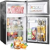 TECCPO Mini Fridge with Freezer, 3.0 Cu.Ft. 2 Reversible Door Mini Fridge, 7 Adjustable Thermostat Control, Energy Star, Dorm