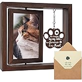 SHOW-YA Cat Memorial Gifts for Loss of Cat - Pet Memorial Gifts Cat,Loss of Cat Sympathy Gift, Cat Passing Away, Pet Remembrance Gift Cat,Rotating Wooden Cat Picture Frame 4x6 Photo