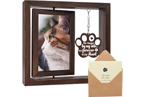 SHOW-YA Cat Memorial Gifts for Loss of Cat - Pet Memorial Gifts Cat,Loss of Cat Sympathy Gift, Cat Passing Away, Pet Remembrance Gift Cat,Rotating Wooden Cat Picture Frame 4x6 Photo