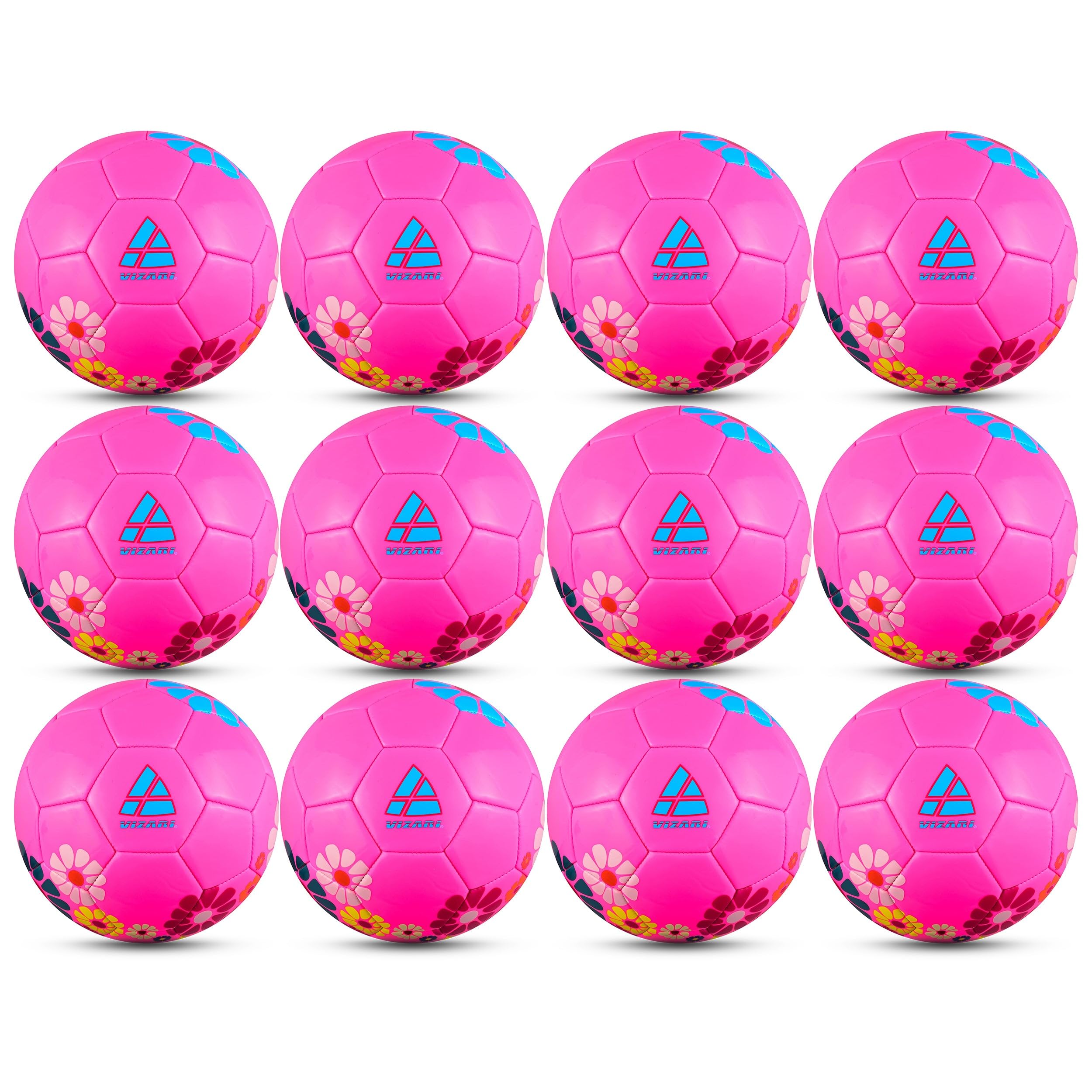 VIZARI Blossom Soccer Ball for Boys & Girls - Size 3,4,5 Soccer Balls for Training and Gifting - Outdoor Football for Toddler, Kids, Men & Women- Pink, Blue - (Pack of 1, 6, 12) Image