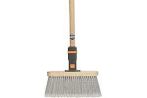 SWOPT Premium Straight Broom + 48" EVA Foam Comfort Grip Wooden Handle, Combo — Cleaning Head with Long Handle Interchangeable with All SWOPT Cleaning Products — Broom Set for Smooth Surfaces