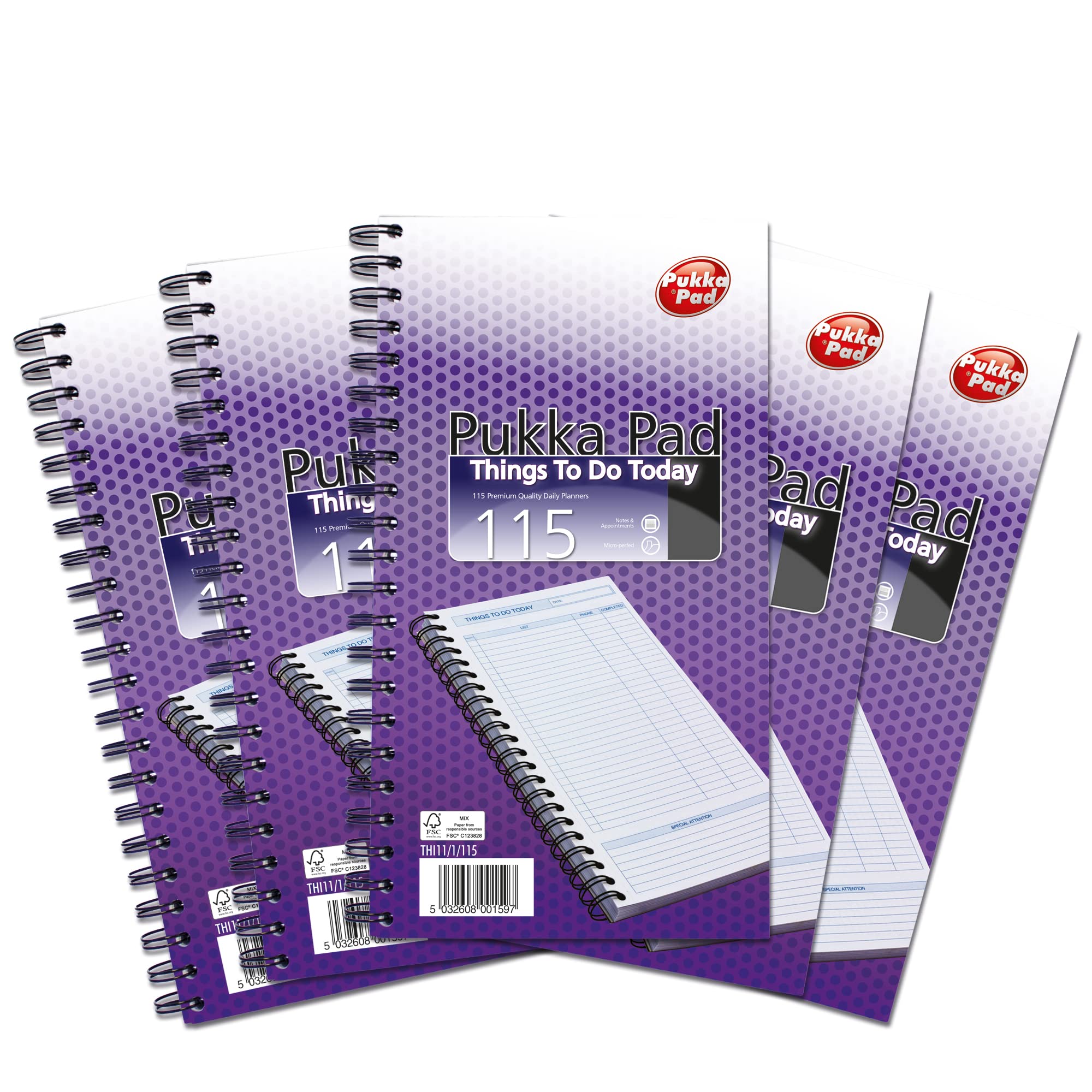 Pukka Pad, Things To-Do Today Note Pad – Pack of 5 Wirebound Notebooks with 115 Sheets of 80GSM Paper with Perforation – Includes Space for Appointments, Sketches, Lists, and More