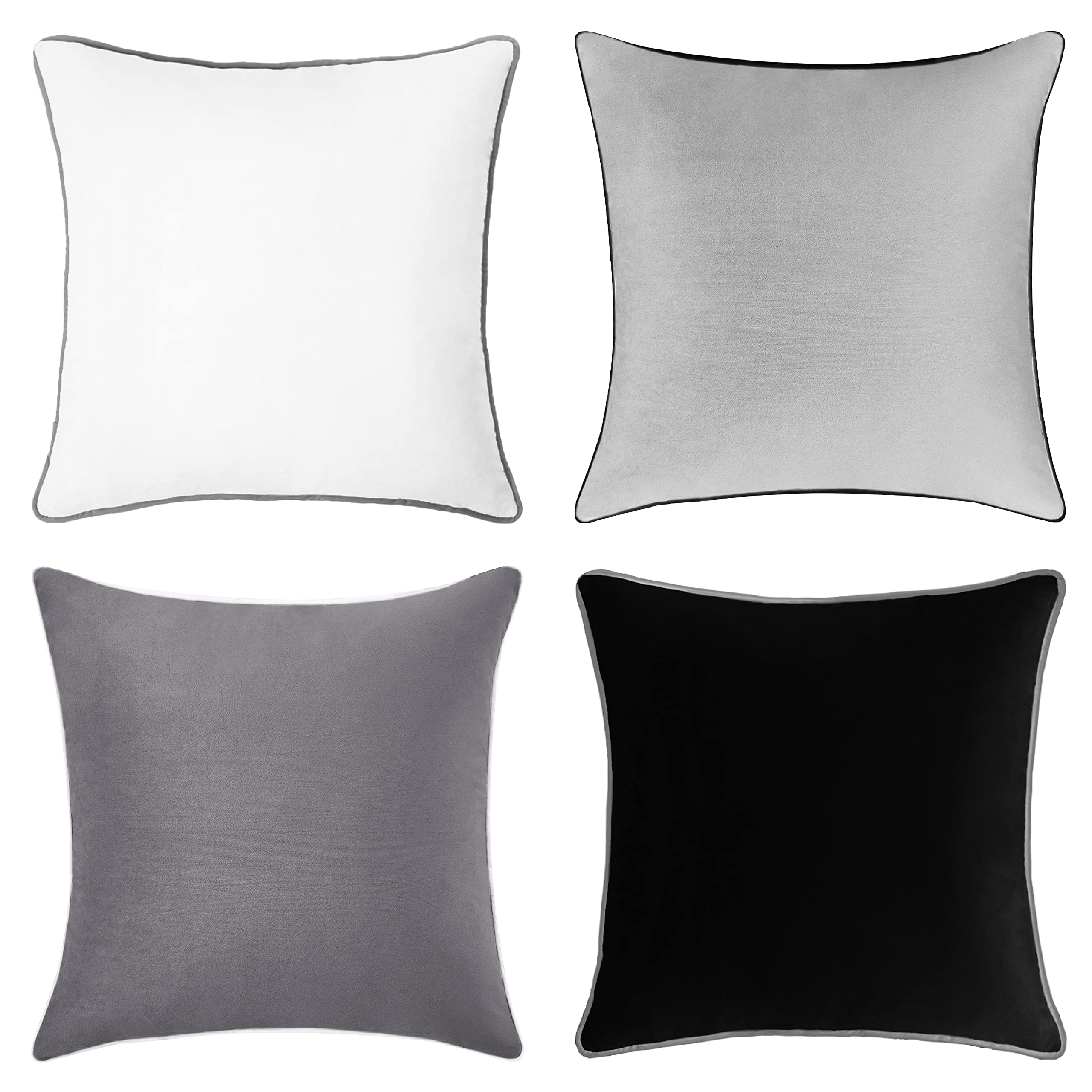 MONDAY MOOSE Decorative Throw Pillow Covers Cushion Cases, Set of 4 Soft Velvet Modern Double-Sided Designs, Mix and Match for Home Decor, Pillow Inserts Not Included (20x20 inch, Black/White)