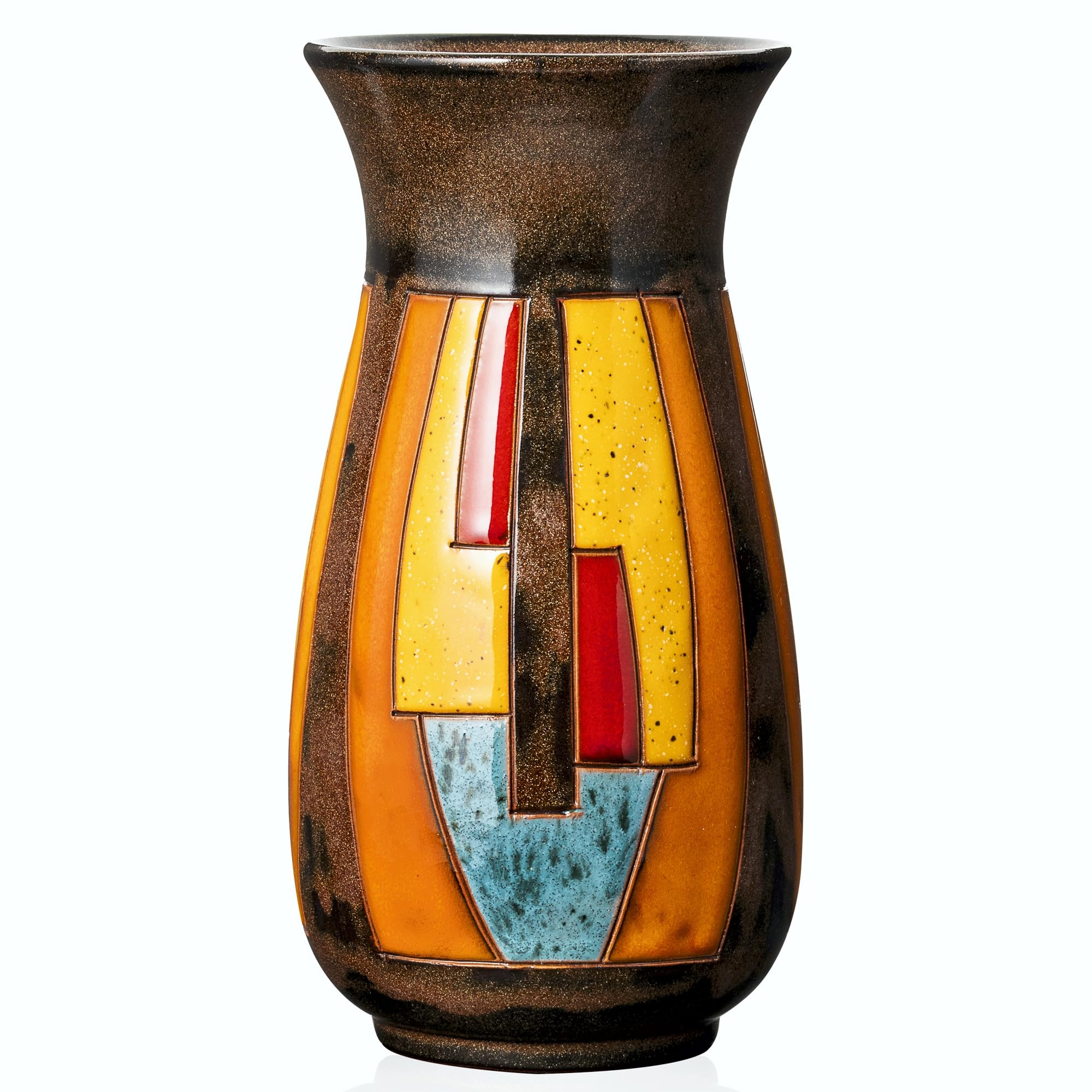 FELISTEYA Handmade Ceramic Vase – 21cm Tall Bouquet Vase, Decorative Artisan Flower Vase, Colourful Hand Glazed Pottery, Modern Statement Vase for Home Decor & Gifts