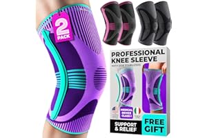 DR. BRACE ELITE Knee Brace with Size Stabilizer (2 Pack) Knee Brace for Women & Men, Workout, Sports, Daily Knee Compression Sleeve for Maximum Knee Pain Support & Fast Recovery (Galaxsis, Medium)