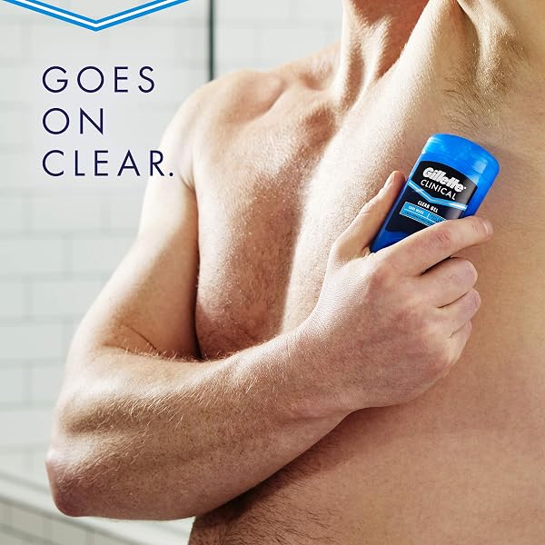 GILLETTE CLINICAL ANTIPERSPIRANT AND DEODORANT FOR MEN, 72HR SWEAT & ODOR PROTECTION, LONG LASTING FRESHNESS, ANTI-WHITE MARK TECHNOLOGY, CLEAR GEL, COOL WAVE SCENT, 1.6 OZ (PACK OF 3)