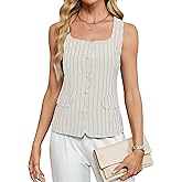 Blooming Jelly Womens Button Down Tank Tops Sleeveless Dressy Vest Business Casual Striped Outfits Summer Trendy 2025
