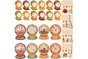 Gueevin 24 Sets Thanksgiving Craft Kit DIY Crystal Balls Candy Fall Card with Plastic Domes Fall Stickers for Thanksgiving Party Favors Supplies Decorations Autumn School Family Craft Activities