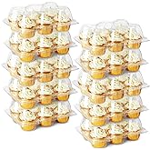LotFancy Cupcake Containers 6 Count, 40 Sets, Half Dozen Clear Cupcake Boxes, Plastic Muffin Holders with Detachable Tall Dom