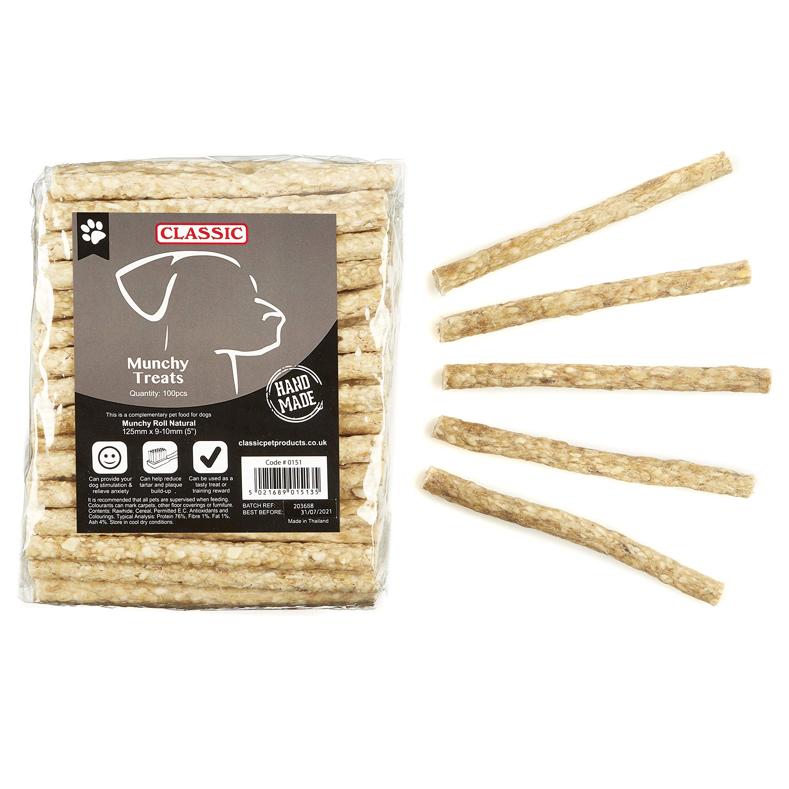 CLASSIC Munchy Roll, Natural, 125 x 9-10 mm, Pack of 100