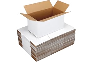 EXYGLO 40 Pack 11x6x6 Shipping Boxes for Small Business, White Corrugated Cardboard Small Box for Packaging, Moving, Mailing,