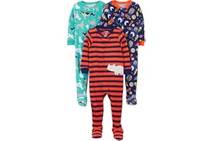 Simple Joys by Carter's Baby and Toddler Girls' 3-Pack Snug Fit Footed Cotton Pajamas