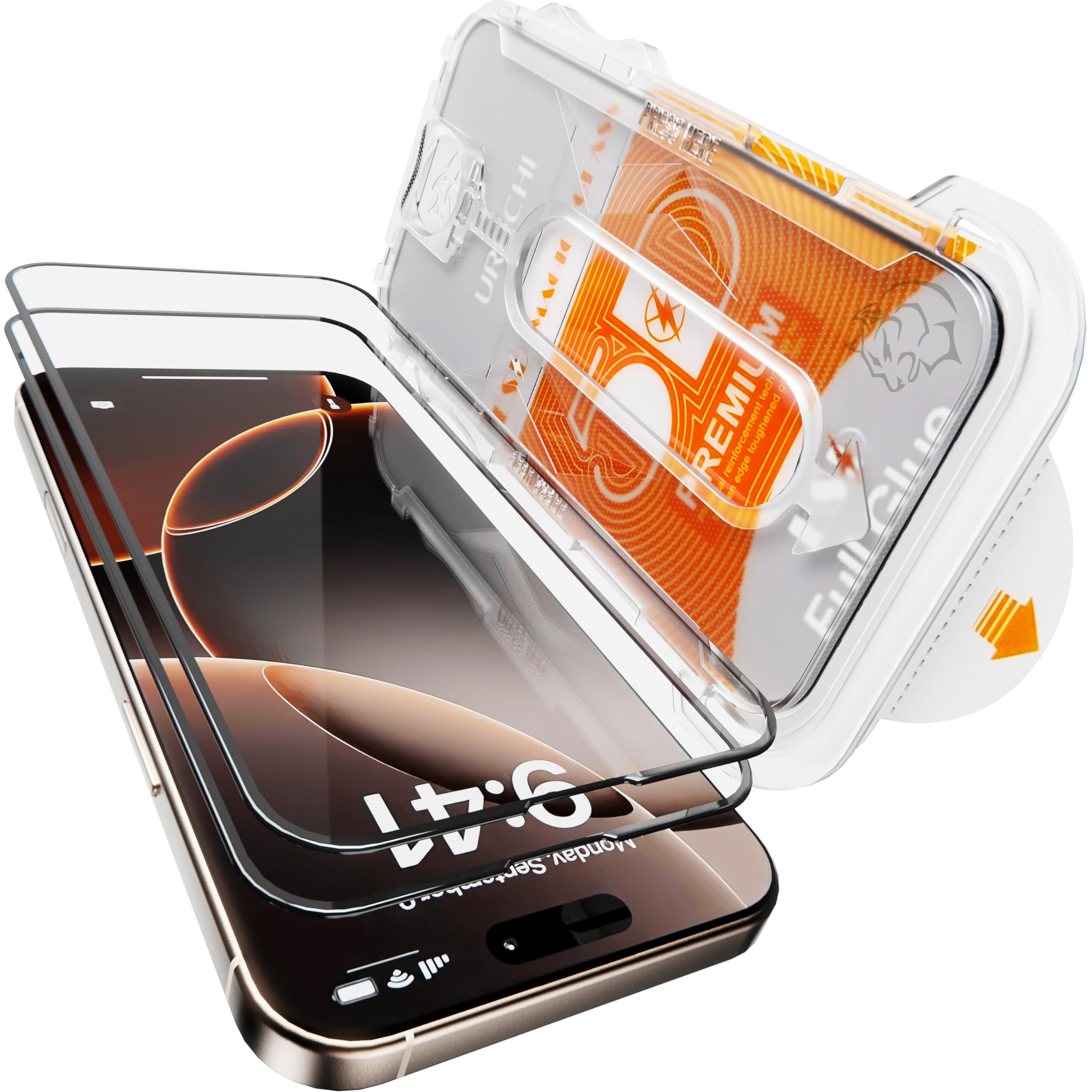 HD Screen Protector for iPhone 15 / 16 Screen Protector Easy Installation, Premium Military Grade Shatterproof Tempered Glass Full Coverage Protection, Anti Fingerprint, No Bubbles, No Dust, 2 Packs