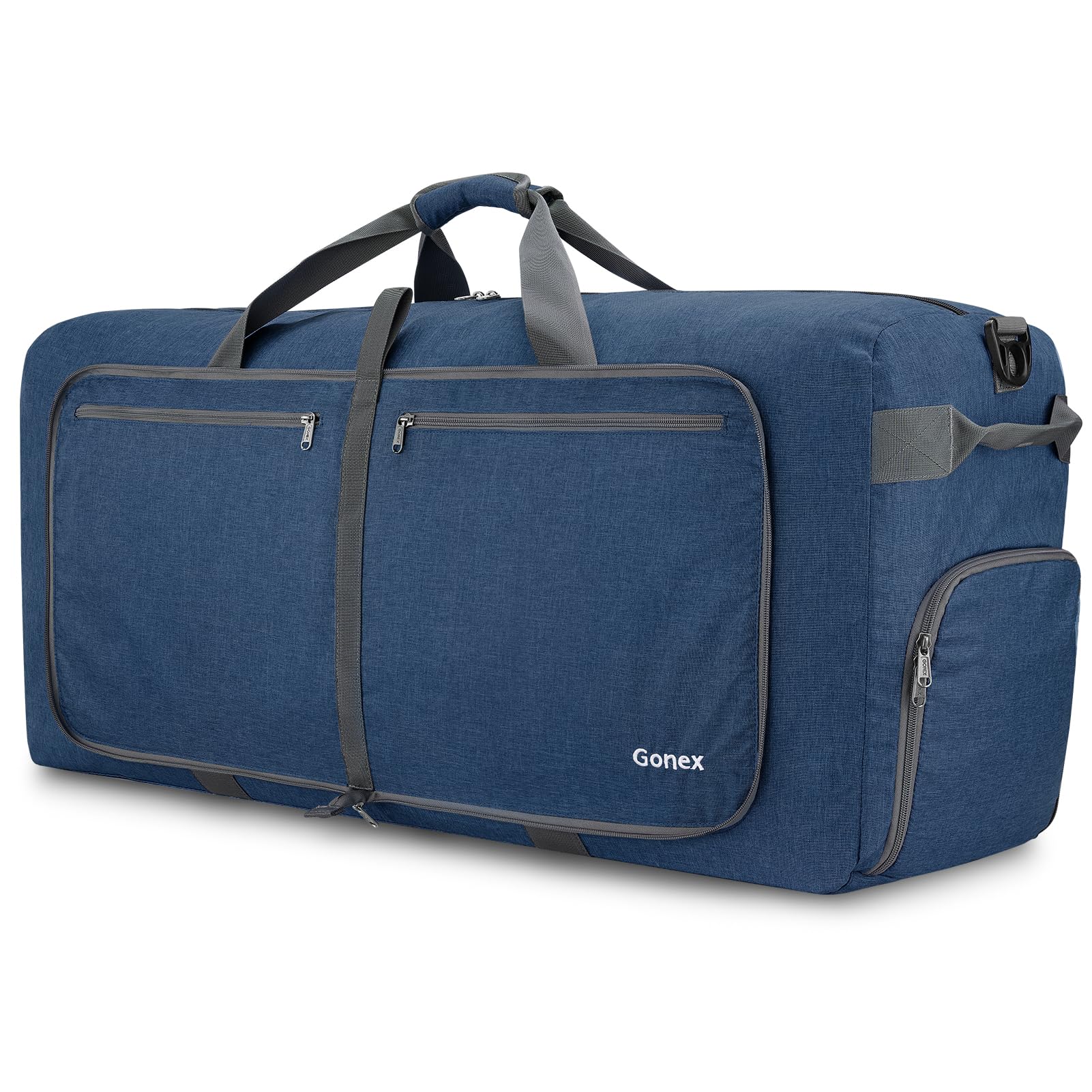 Gonex 60L Packable Travel Duffle Bag for Boarding Airline, Lightweight Foldable Gym Duffle Water Repellent & Tear Resistant Dark Blue Image
