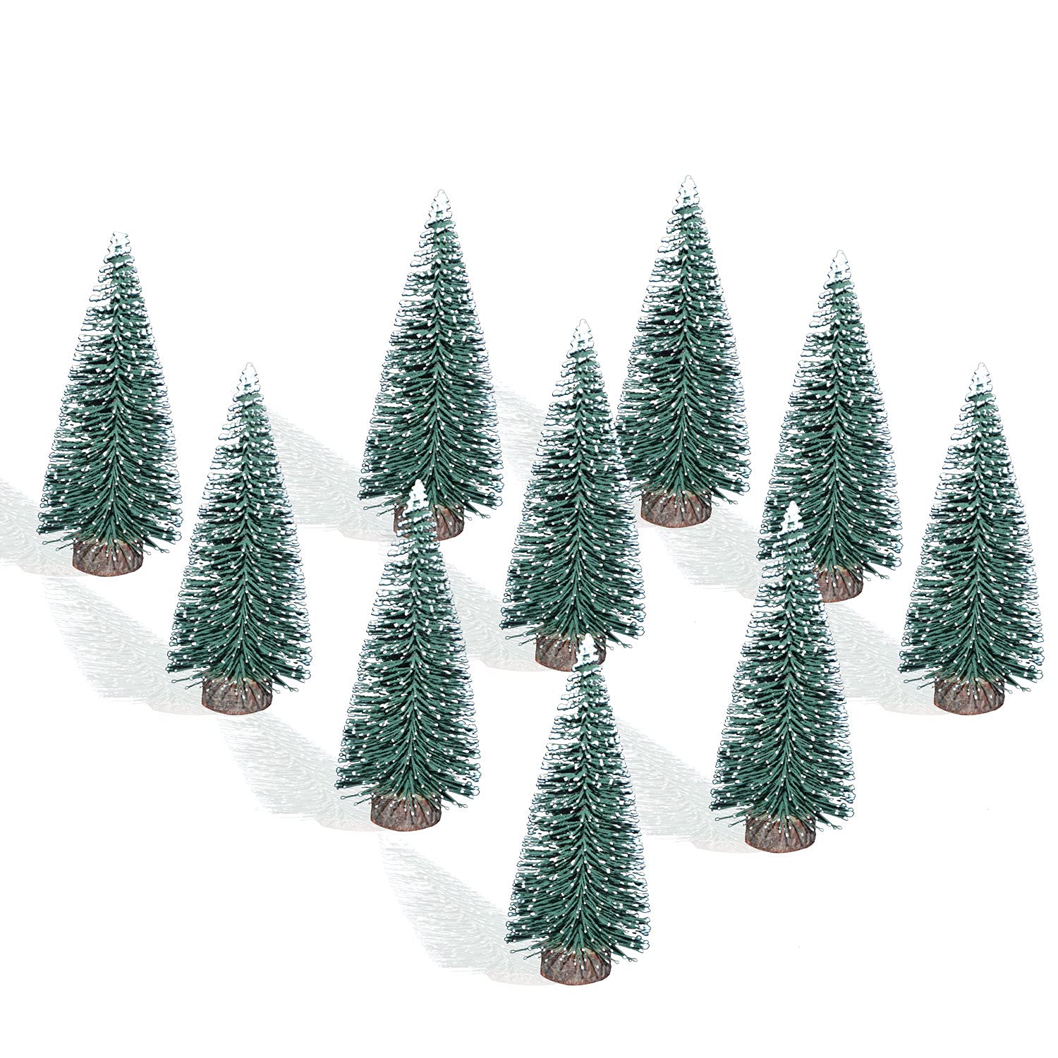 Small Christmas Tree,Mini Christmas Tree, Mini Pine Tree, Bottle Brush Fake Trees with Wooden Base for Tabletop Decorative (10pcs mini tree plant green)