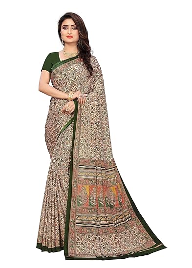 Women's Multi Crepe Silk Uniform Saree with Blouse (1322_AC Multicolour)