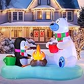 Joiedomi 6 FT Long Christmas Inflatable Polar Bear and Penguin with Campfire Decoration, Blow Up Yard Decoration Christmas Inflatable with Build-in LEDs Blow Up for Xmas Party, Lawn, Winter Décor
