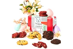 DAVID'S COOKIES David’s Cookies Happy Easter Assorted Mini Cookies Sweet Sampler Tin - Fresh Baked Mini Bites w/Chocolate Chip, Chocolate & White Chocolate Chip & Red Velvet Flavors - Gourmet Easter Gift 14oz