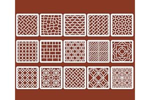 NEGLEX Brick Stencil Set for Crafts (15 Pack, 8x8 Inch), Street Cobblestone & Garden Sidewalk Patterns, Reusable Texture Stencils for Wood, Fabric, Furniture, Terracotta Mosaic & Geometric Floral Tile Design