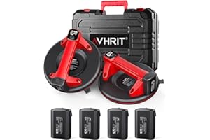 Avhrit Electric Suction Cups for Glass, 8" Heavy Duty Vacuum Suction Cup with 4 x 2000mAh Batteries, LCD Display, 440 LBS/200 KG Max. Load, Cordless Vacuum Lifter for Moving Tile Windows, Stone