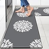 DailyCuddles Kitchen Mats for Floor [2PCS], Soft Anti Fatigue Kitchen Rugs for Home, Water Resistant Cushioned Standing Desk Mats, Non-slip Comfort Mat for Floor, Kitchen, Office, Sink, Laundry (Grey)