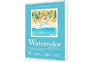 SADOUP Watercolor Paper Pad, Watercolor Sketchbook 9" x12” 140lb/300gsm, Spiral Bound Water Color Pad Journal and Sketchbook for Adults & Kids, Markers and Art Journaling