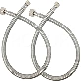 [2-Pack] PROCURU 24-Inch (2Ft) x 3/8" Comp x 1/2" FIP Faucet Hose Connector, Braided Stainless Steel Supply Line, Certified Safe (9SF24-2P)