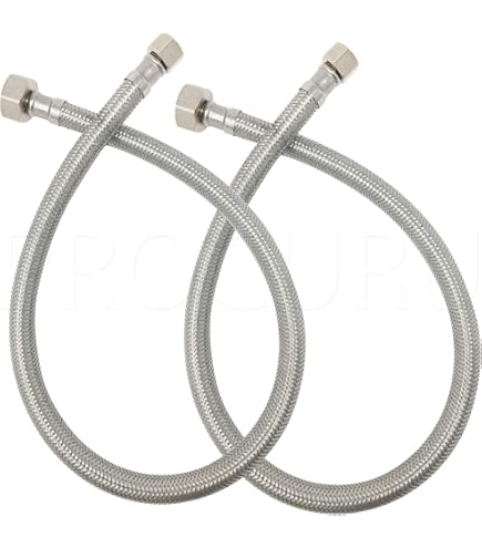 PROCURU WC-Anschluss-Schlauch – Edelstahl Geflochten, 50,8 Cm Länge, 3/8 Zoll Auf 7/8 Zoll, Bleifrei (10 Stück)