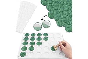 KRASTMON Wax Seal Mold Kit, Silicone Mat for Wax Seal Stamp, 100 Pcs Double Sided Adhesive Wax Seal Stickers and 30 Cavity Cylinder Wax Seal Mold