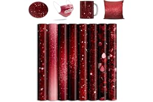 LUCKY GODDNESS Red Sublimation Transfer Sheets for Heat Press Machine, 12x12inch Glitter Sublimation Paper for Tumblers Blanks Tshirts,8 Sheets