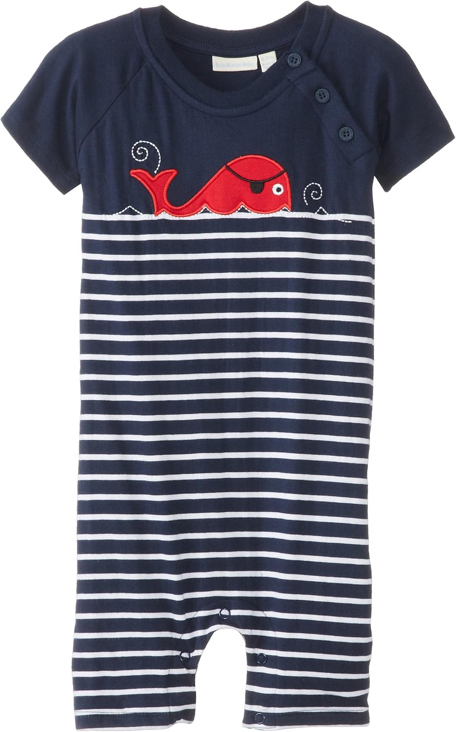 Amazon Com Jojo Maman Bebe Baby Boys Pirate Whale Romper Navy White Stripe 12 18 Months Clothing