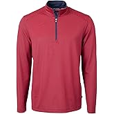 Cutter & Buck Mens Virtue Eco Pique Micro Stripe Recycled Mens Quarter Zip