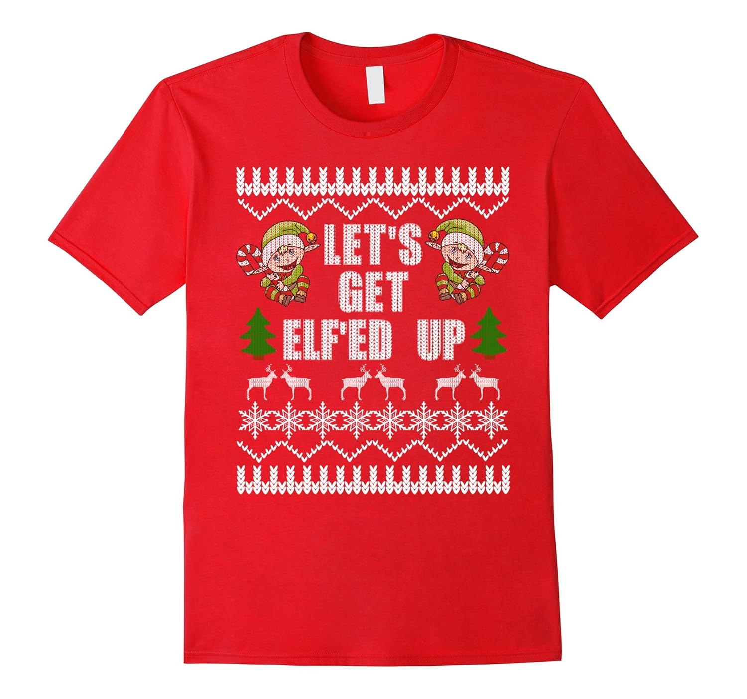 UGLY CHRISTMAS SWEATER SHIRT Elf'ed Up Funny Drinking Tee-ANZ