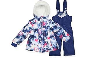 Arctic Quest Little Girls Bib Snow Pants and Ski Jacket Water-Resistant Snowsuit For Kids Winter Jacket For Girls