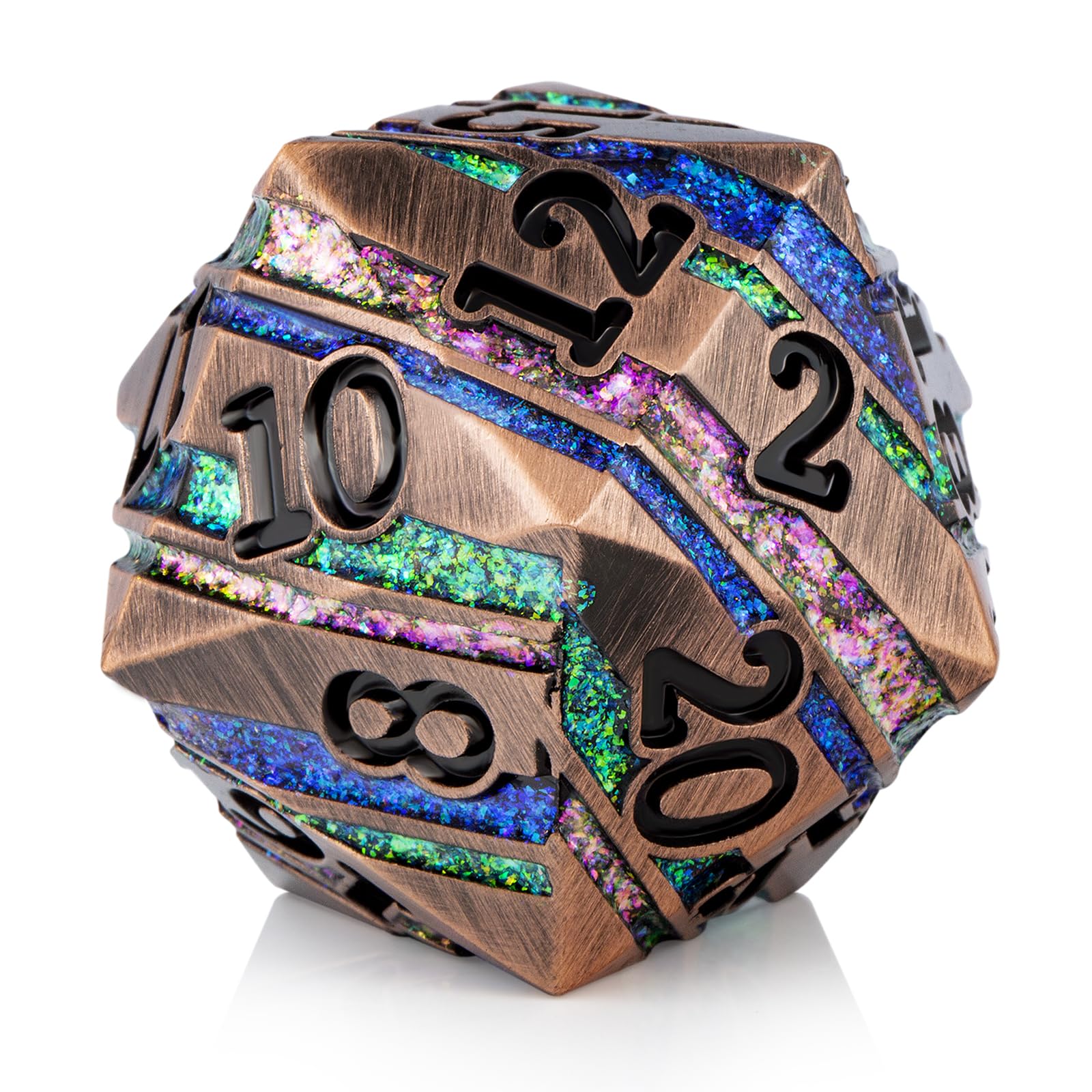 D20 Dice Metal DNDND 33mm Large Metallic Dice with Gorgeous Gift Box for Dungeons and Dragons (Color Stripe) — image 1