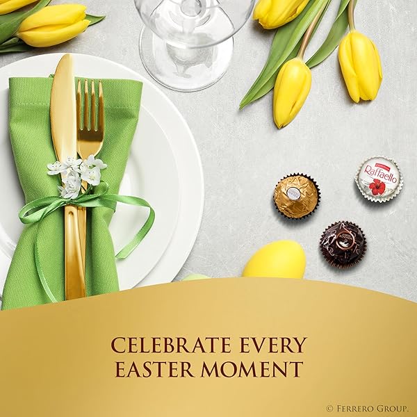 FERRERO COLLECTION, 13 COUNT, PREMIUM GOURMET ASSORTED HAZELNUT MILK CHOCOLATE, DARK CHOCOLATE AND COCONUT, EASTER BUNNY GIFT BOX, GREAT EASTER GIFT, 5 OZ