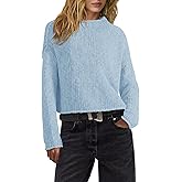 ReachMe Womens Oversized Cropped Sweaters Chunky Knit Sweater Long Sleeve Mock Neck Tops Fall Spring Outfits