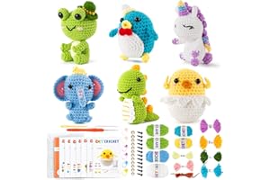 XuanMei GR 6PCS Crochet Kit for Beginners Advanced Crocheters Adults Learn to Crochet Kit Amigurumi Animal Starter Step by Step Video Tutorial