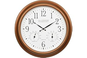 La Crosse Technology 404-59907-INT 18-inch Indoor/Outdoor Classic Antique Copper Atomic Analog Wall Clock