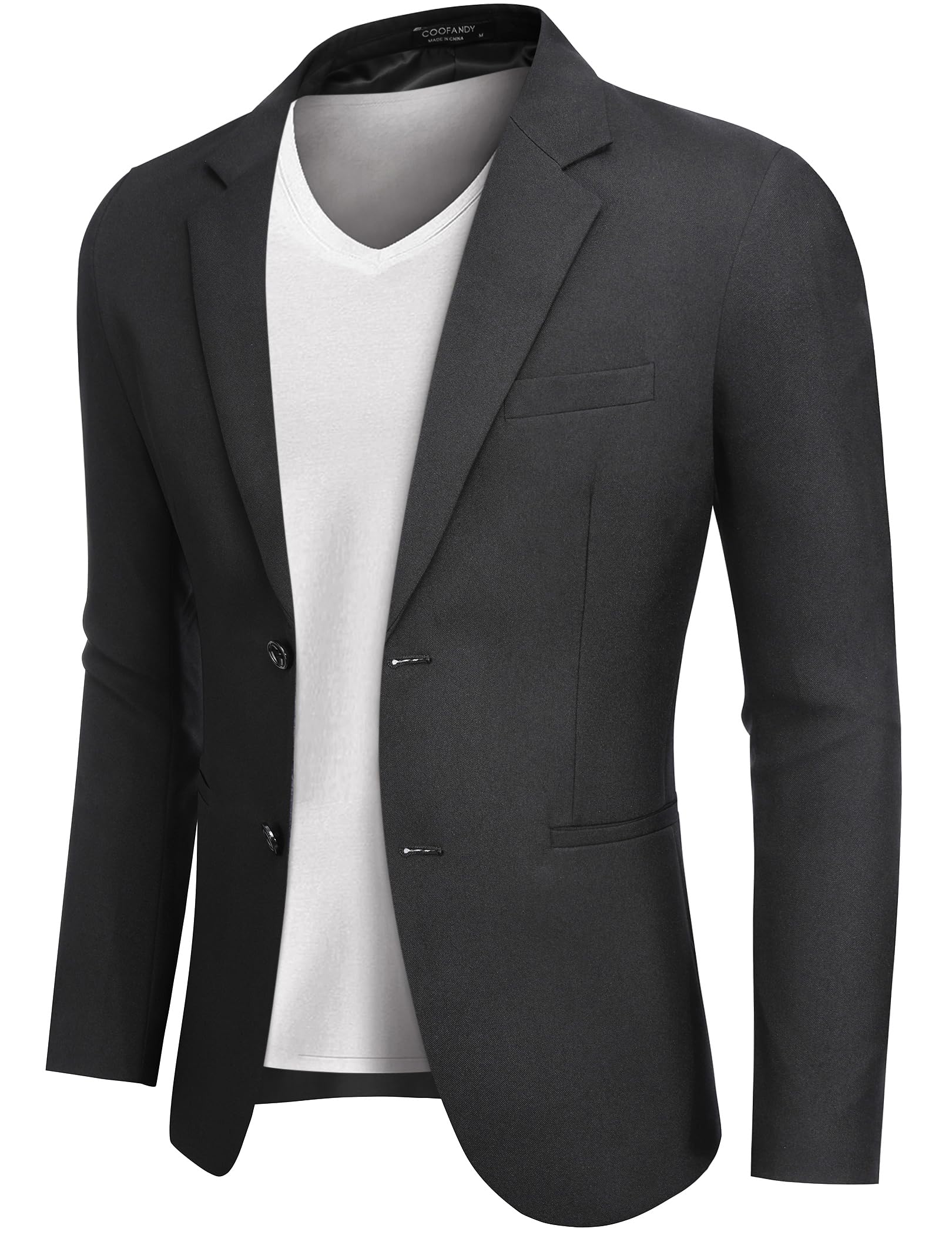 COOFANDY Anzugjacken Sakko Herren Casual Business Blazer Regular Fit 2 Knöpfe Freizeit Anzug Einfarbig Schwarz M