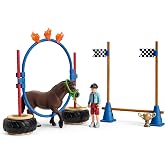 Schleich Farm World - 26Pc Pony Agility Race Playset - Kids Ages 3+ | 42482 | Farm Animal Figurine, Realistic Animal Toys, Barn Toy for Kids 3+, Screen-Free Imaginative Pretend Play, Montessori Toy