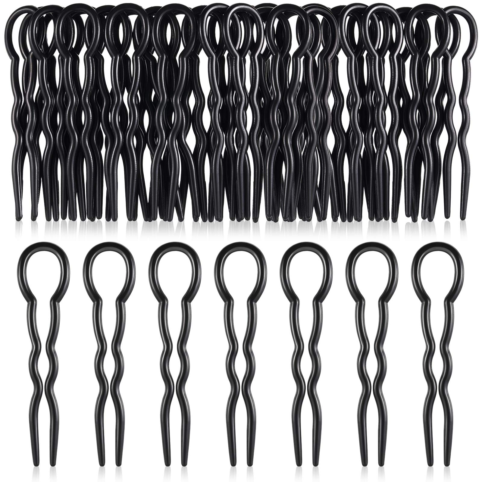 Photo 1 of 24 Piece Plastic Hair Bobby Pins U Shaped Grip Pins Fast Spiral Clips Hair Grip for Women Hairstyle Accessories(Black)