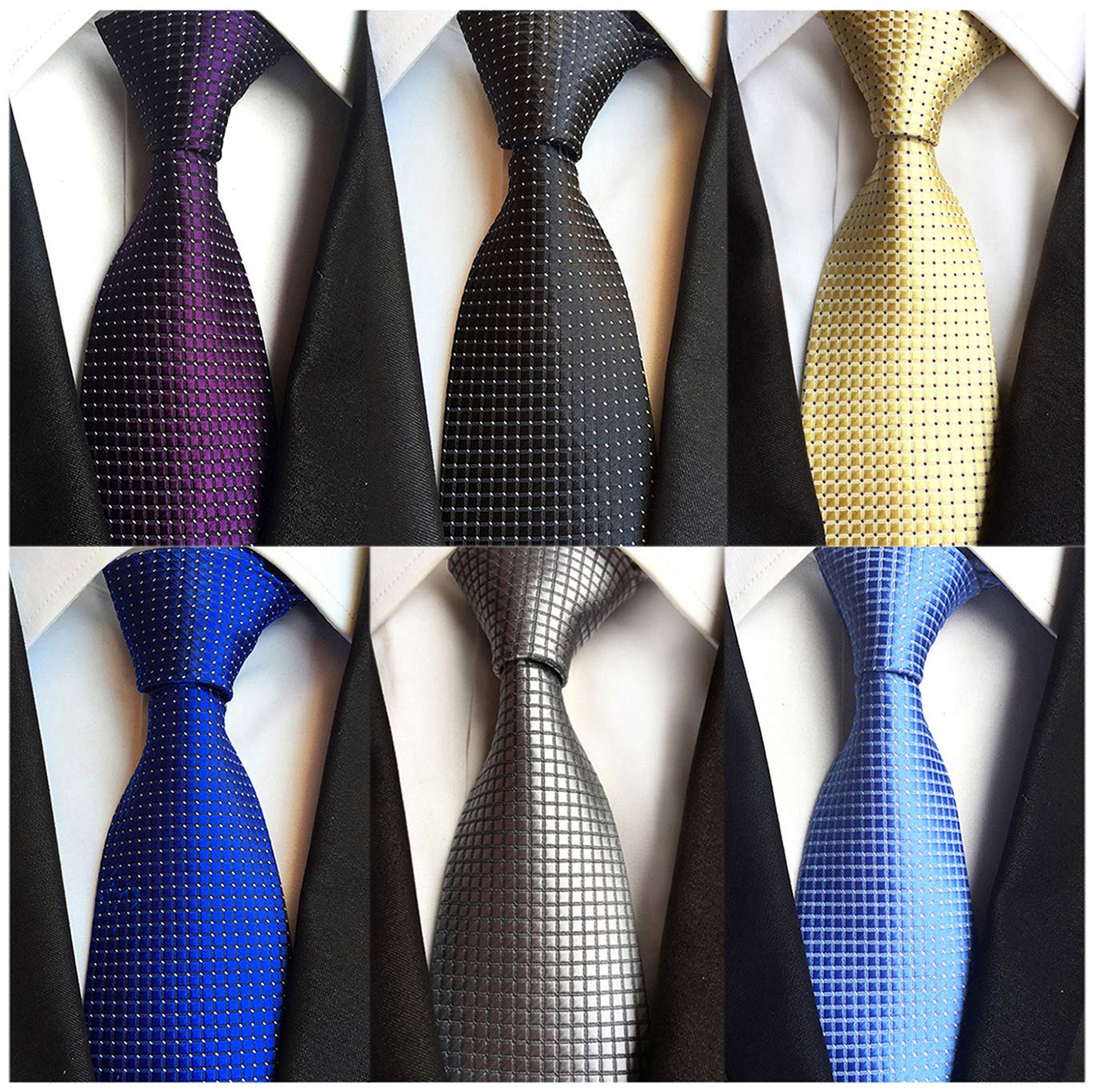 Adulove Men's Necktie Classic Silk Tie Woven Jacquard Neck Ties 6 PCS