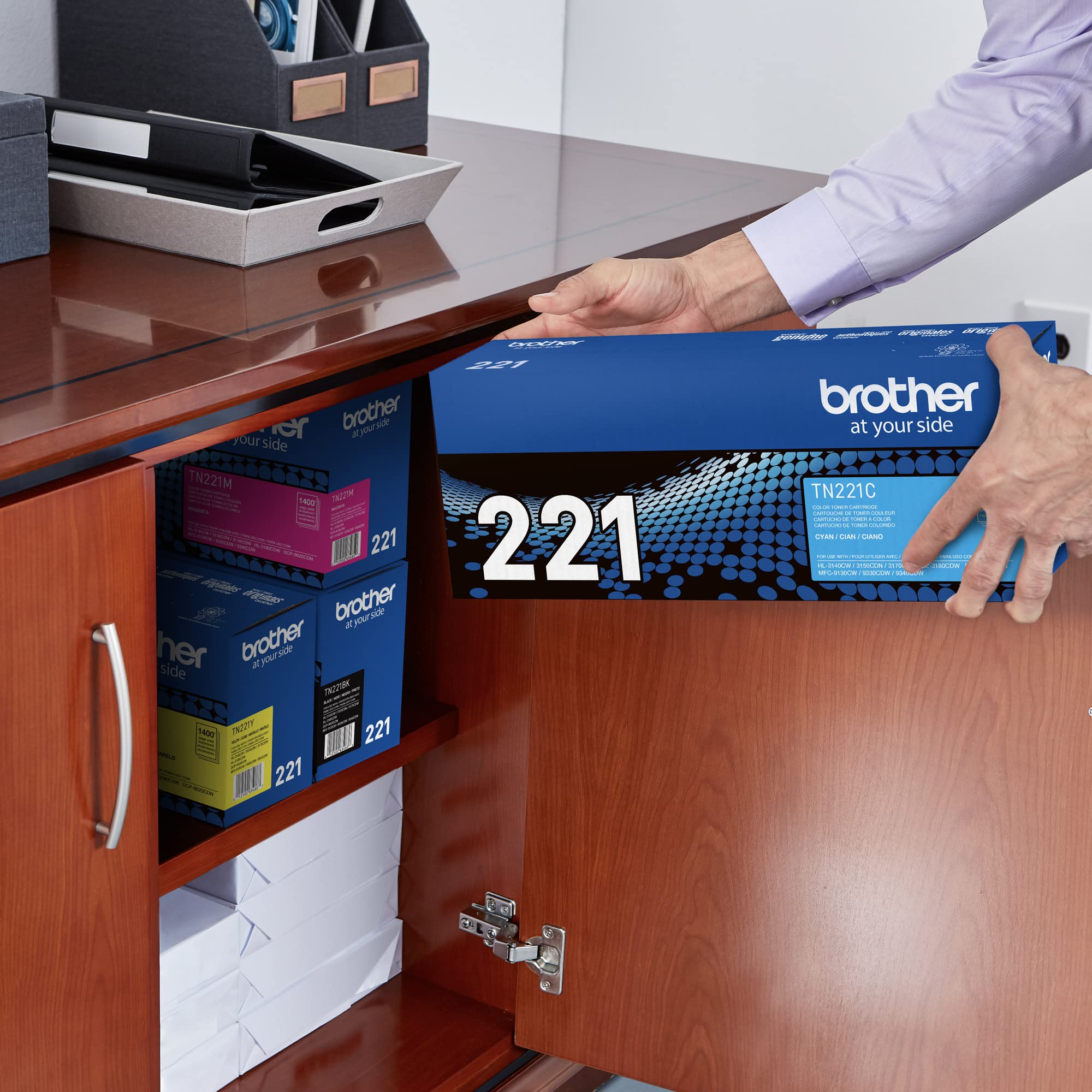 Brother Genuine Standard Yield Toner Cartridge, TN221C, Replacement Cyan Color Toner, Page Yield Up To 1,400 Pages, Amazon Dash Replenishment Cartridge, TN221