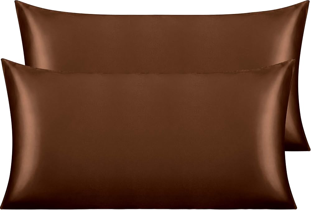 NTBAY Silk Satin Pillowcases 2 Pack 50x90 cm Dark Brown Envelope Closure